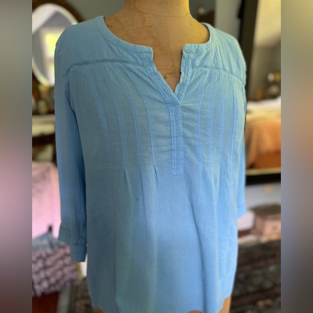 J. Jill Gauze Sky Blue Blouse